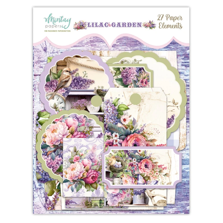 Papierowe Koperty i Tagi - Lilac Garden, 27 szt.