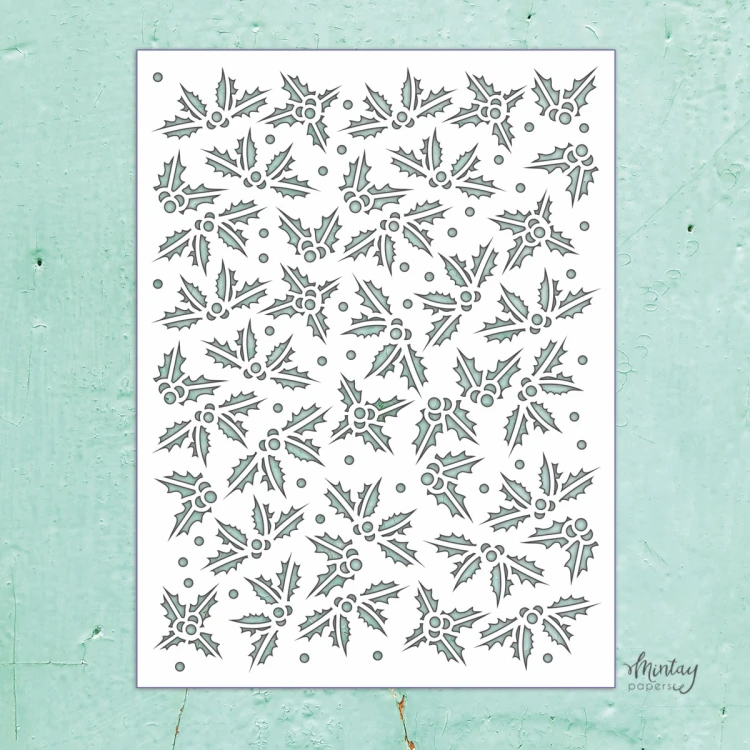 Mintay Kreativa - Szablon - Holly Leaves