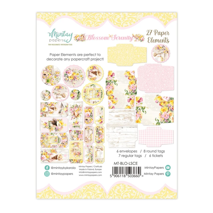 Papierowe Koperty i Tagi - Blossom Serenity, 27 szt.