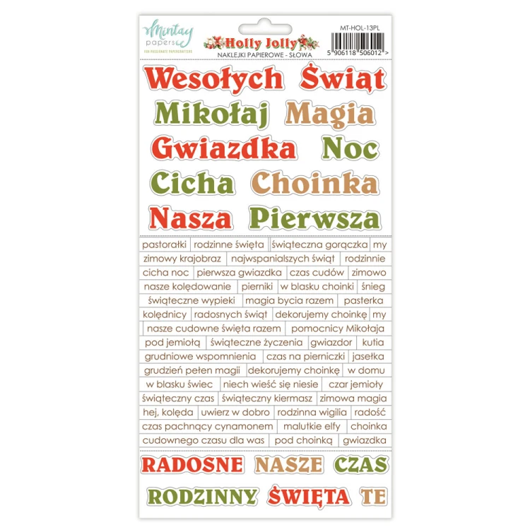 Naklejki Papierowe - Holly Jolly - Słowa PL