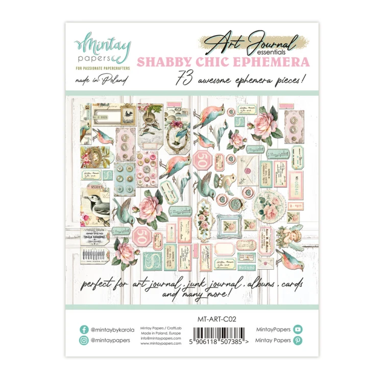 Art Journal - Papierowe Elementy - Shabby Chic, 73 szt.