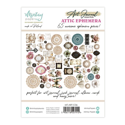 Art Journal - Papierowe Elementy - Attic, 65 pcs