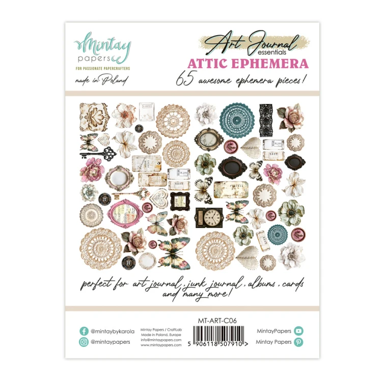 Art Journal - Papierowe Elementy - Attic, 65 pcs