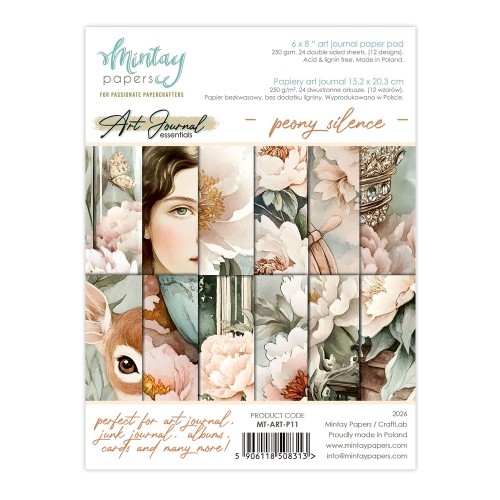 Zestaw Papierów Art Journal 15,2 x 20,3 cm - Peony Silence