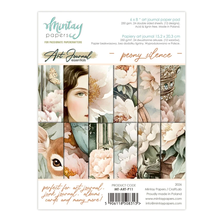 Zestaw Papierów Art Journal 15,2 x 20,3 cm - Peony Silence