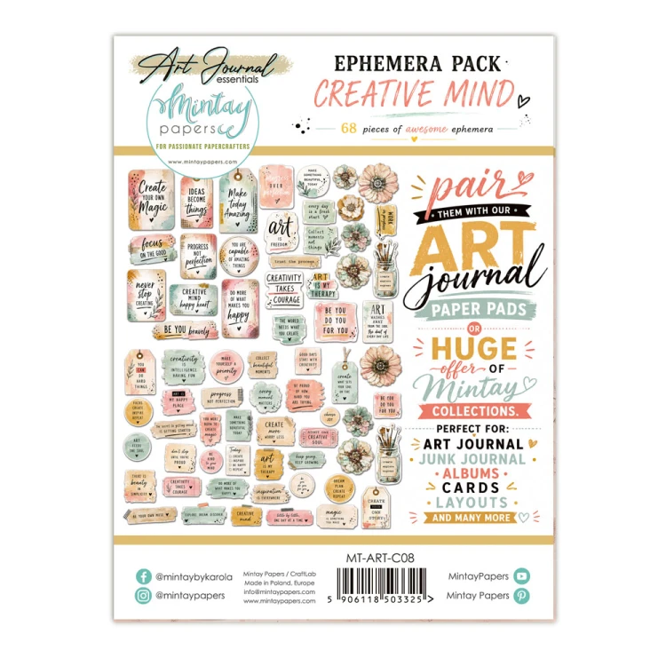 Art Journal - Papierowe Elementy - Creative Mind, 68 szt.