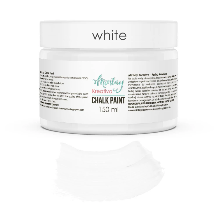 Mintay Kreativa - Farba Kredowa, 150 ml - WHITE