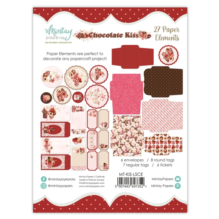 Papierowe Koperty i Tagi  - Chocolate Kiss, 27 szt.
