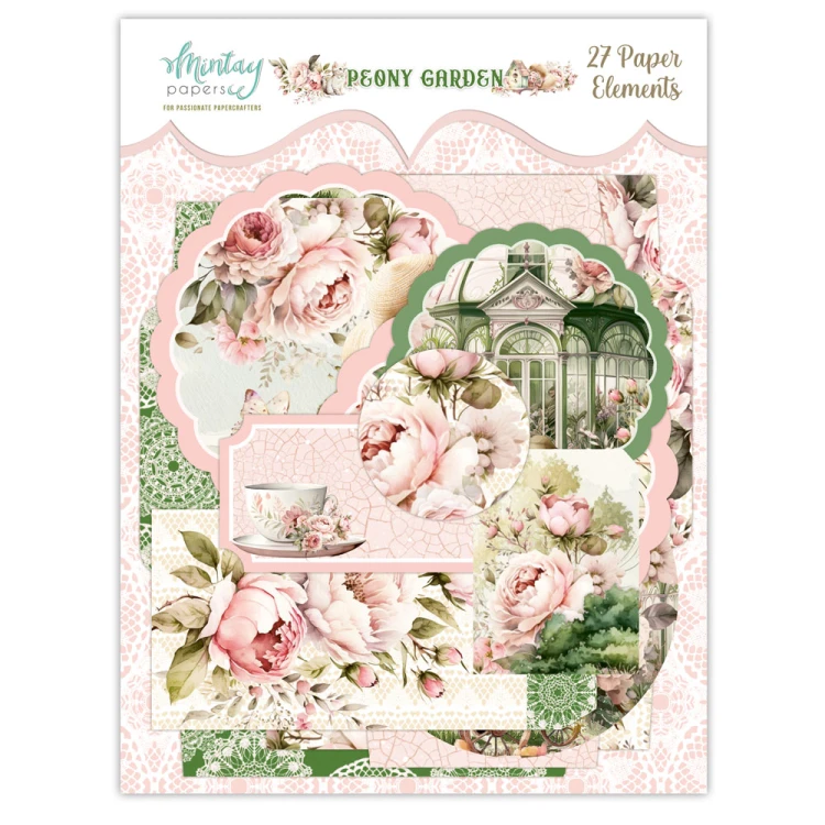 Papierowe Koperty i Tagi - Peony Garden, 27 szt.
